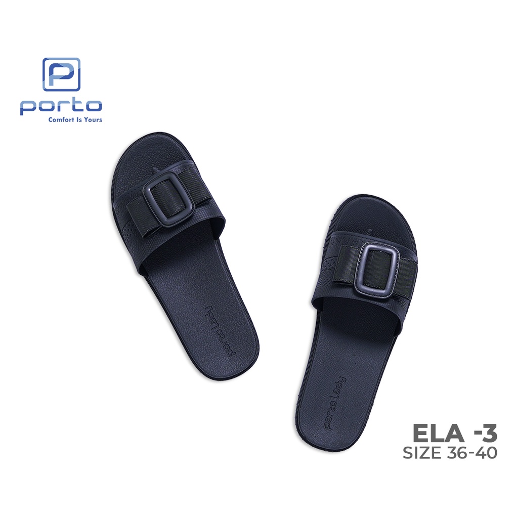 ELA-3 - Porto Leveling Sandal Wanita Selop Harian Pita Santai Cantik Casual Nyaman Empuk Porto Lady