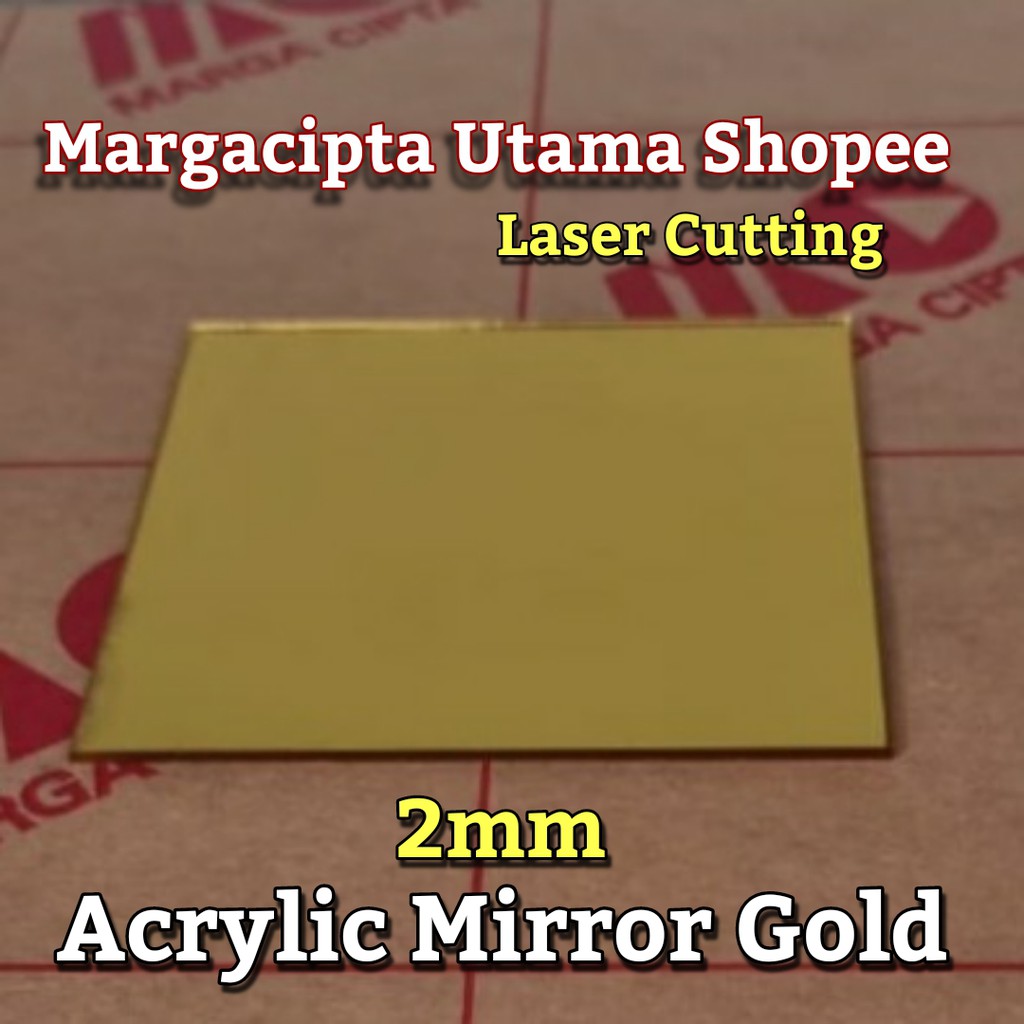 Acrylic Mirror Gold 2mm CUSTOM semua ukuran Akrilik Kaca Gold