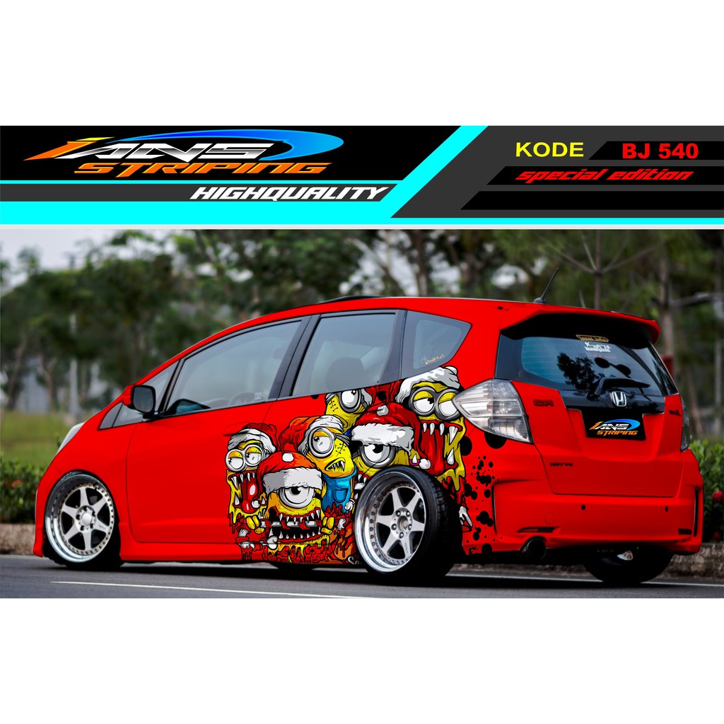 STICKER VARIASI MOBIL JAZZ MINION / DECAL STICKER MOBIL JAZZ SIGRA BRIO AGYA SWIFT / STIKER TERBARU