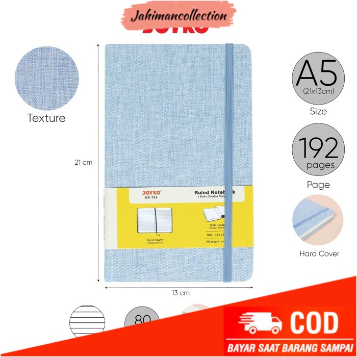 

✨ BISA COD ✨ Notebook Buku Tulis Catatan Diary Agenda Joyko Cloth Kain Hard Cover - Blue