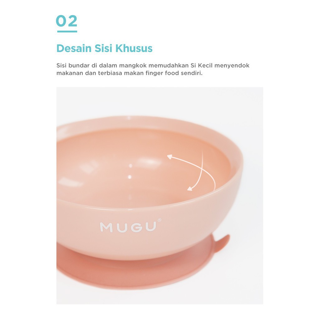 MUGU Antispill Suction Bowl 340ml - Mangkok Makan Anak Bayi BPA Free Mangkuk Anti Tumpah Baby Plate