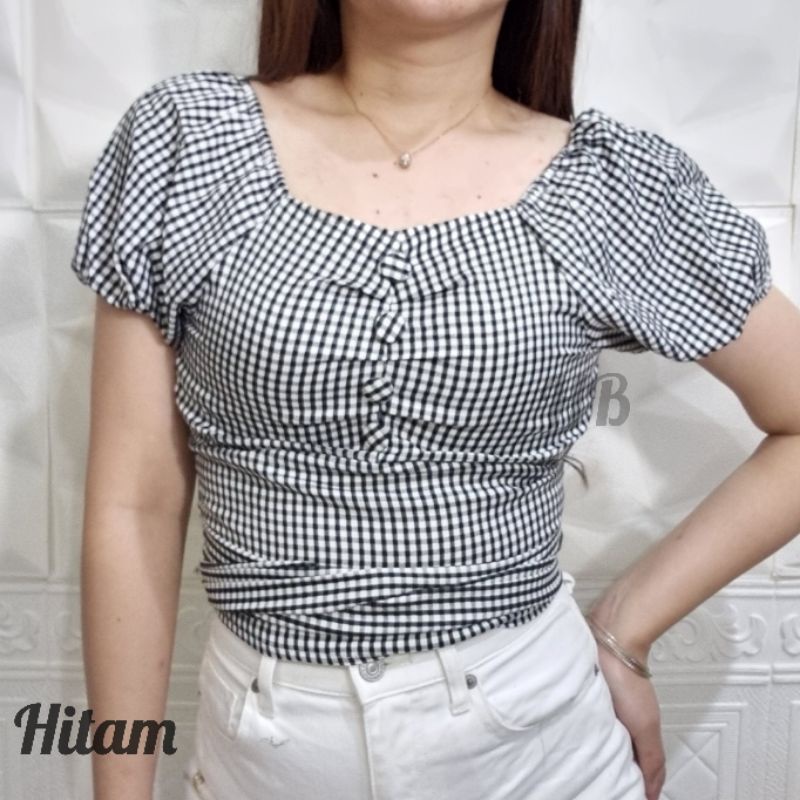 HAWAIIAN BANANA - ATASAN CROP TOP JESIE PUFF IMPORT BANGKOK / ATASAN IMPORT BANGKOK / BAHAN TEBAL BAGUS