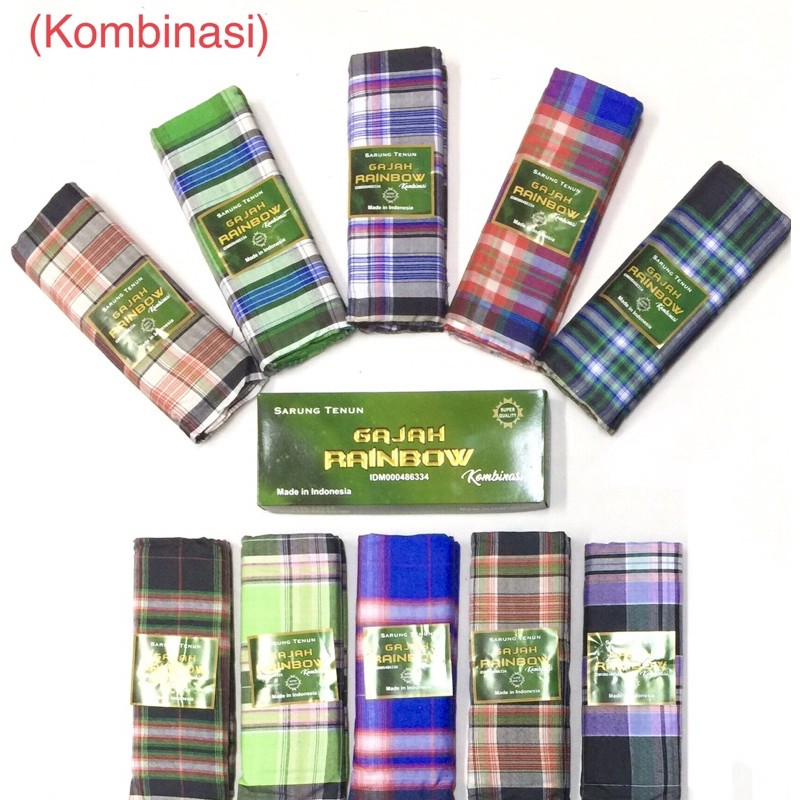 Grosir 10pc - Sarung Tenun Gajah Rainbow Dus