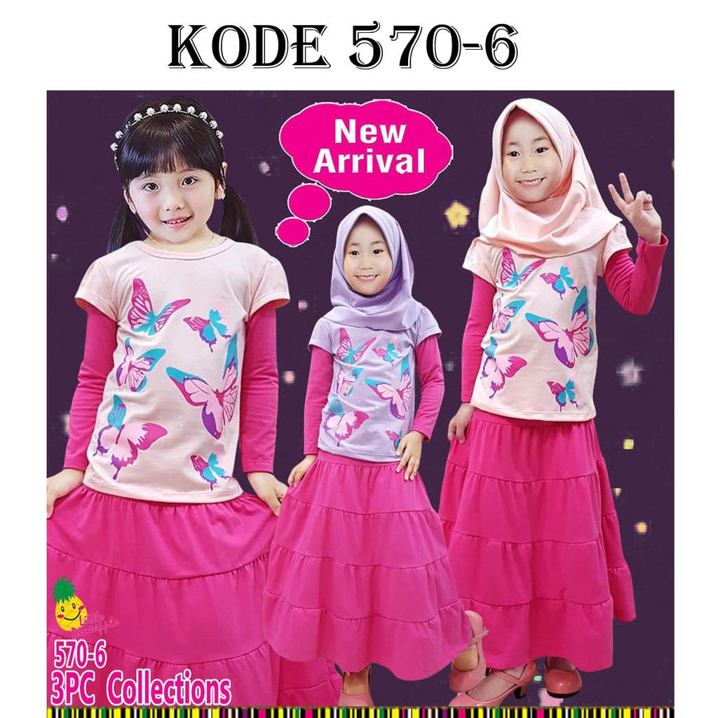 Setelan Hijab Terbaru LP Little Pineapple Baju Muslim Cewe Nak