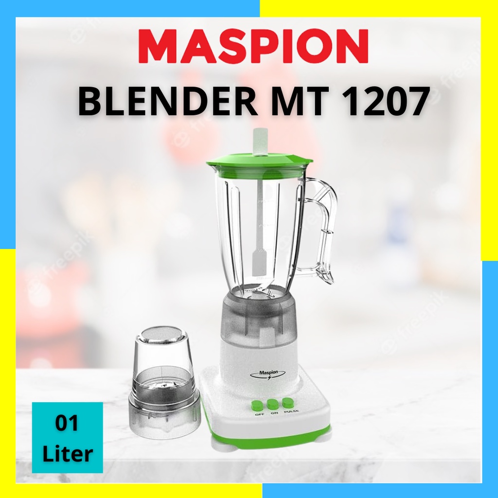 Blender Maspion MT1207/MT 1207 Plastik 1 Liter Multi Mill Dry Mill BUmbu Dapur Thermostat