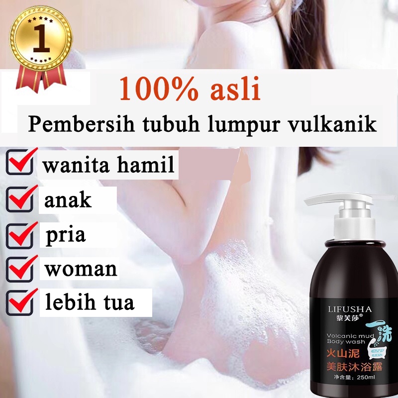 Lumpur vulkanik Body wash lotion pemutih badan 250ml/100%sabun pemutih badan Exfoliate / Improve Skin texture