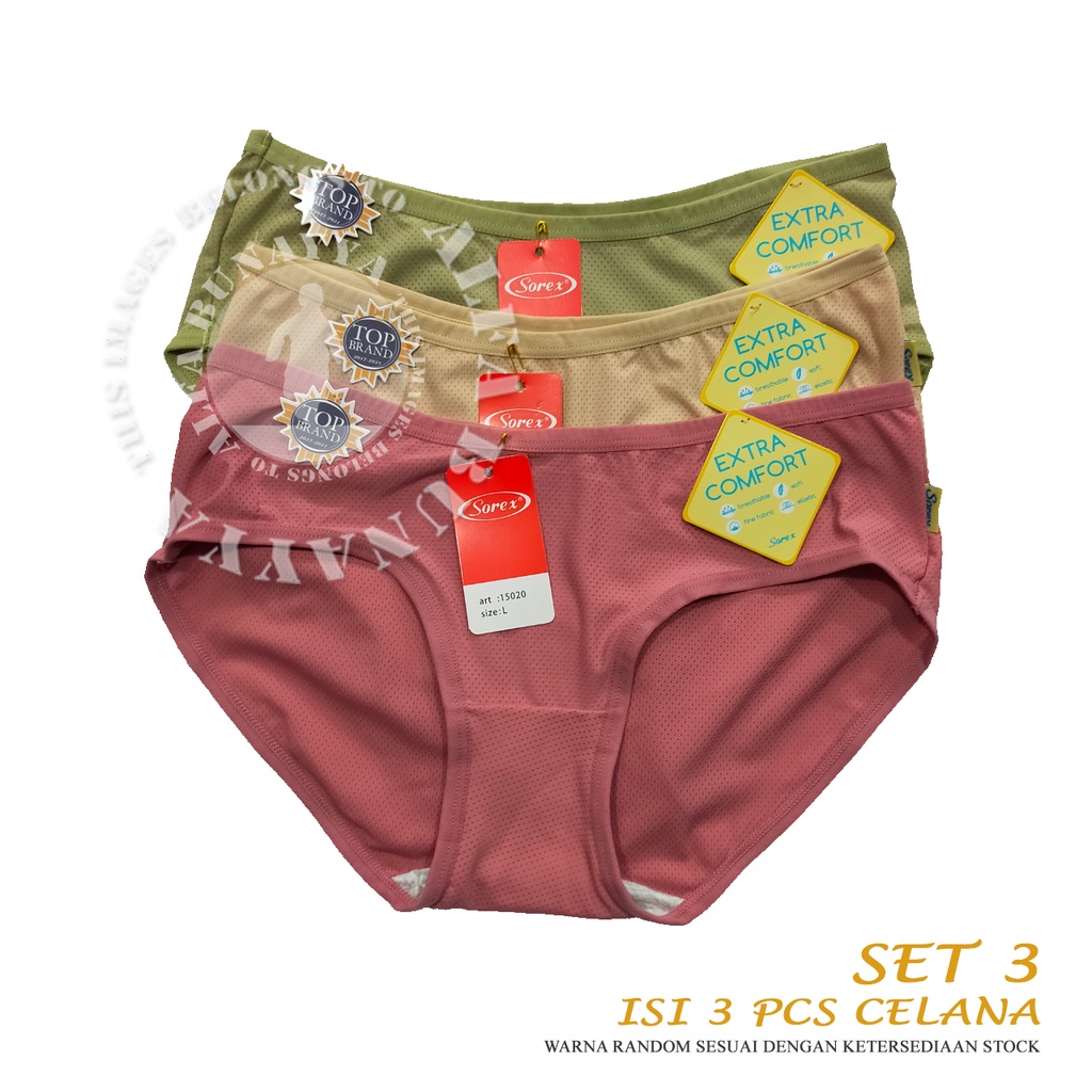 3 Pcs Celana Dalam Wanita SOREX 15020 - MINI Cutting - Extra Comfort CD Underwear - Pakaian Dalam Wanita Katun Cotton