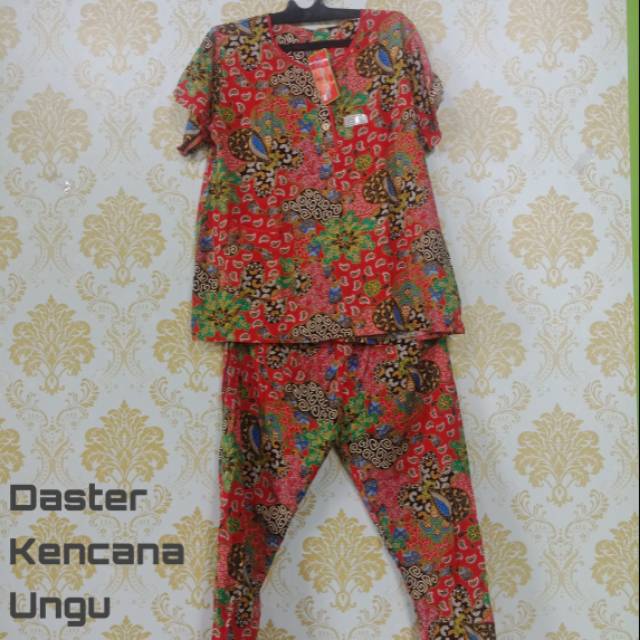Daster Kencana Ungu Setelan Celana Panjang Lengan Pendek / Daster Kencana Ungu