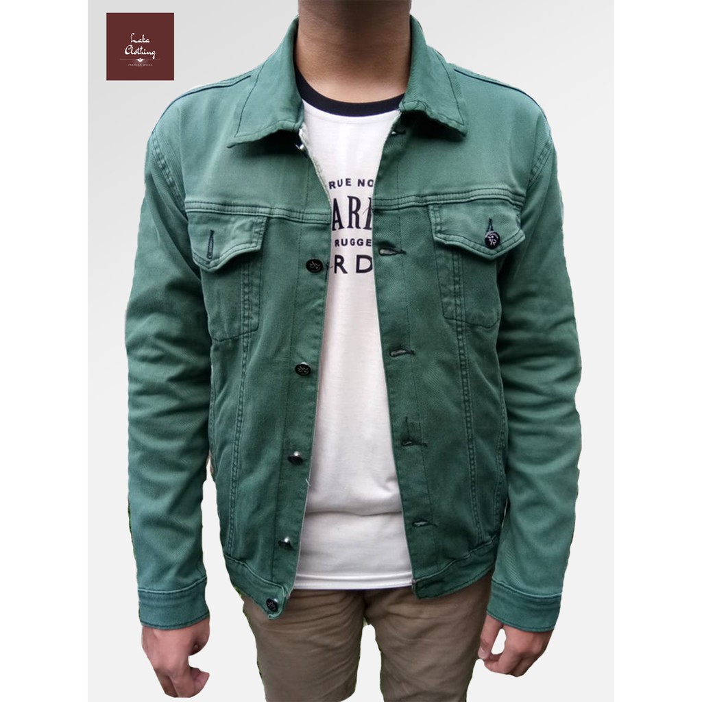 Jacket jeans denim / Green Trucker