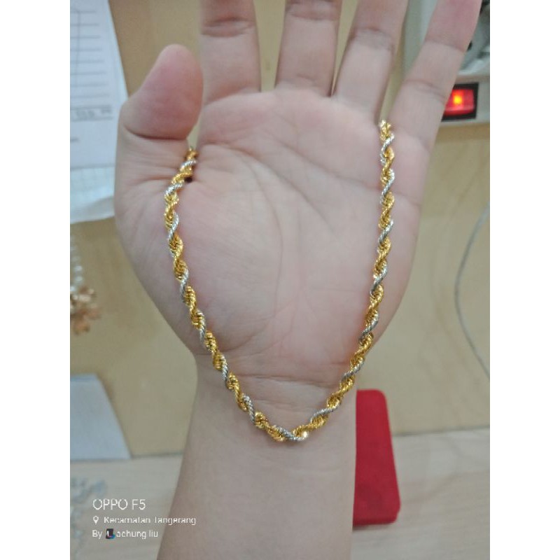 Kalung emas tambang kombinasi warna kadar 375 (berat 15 gram)