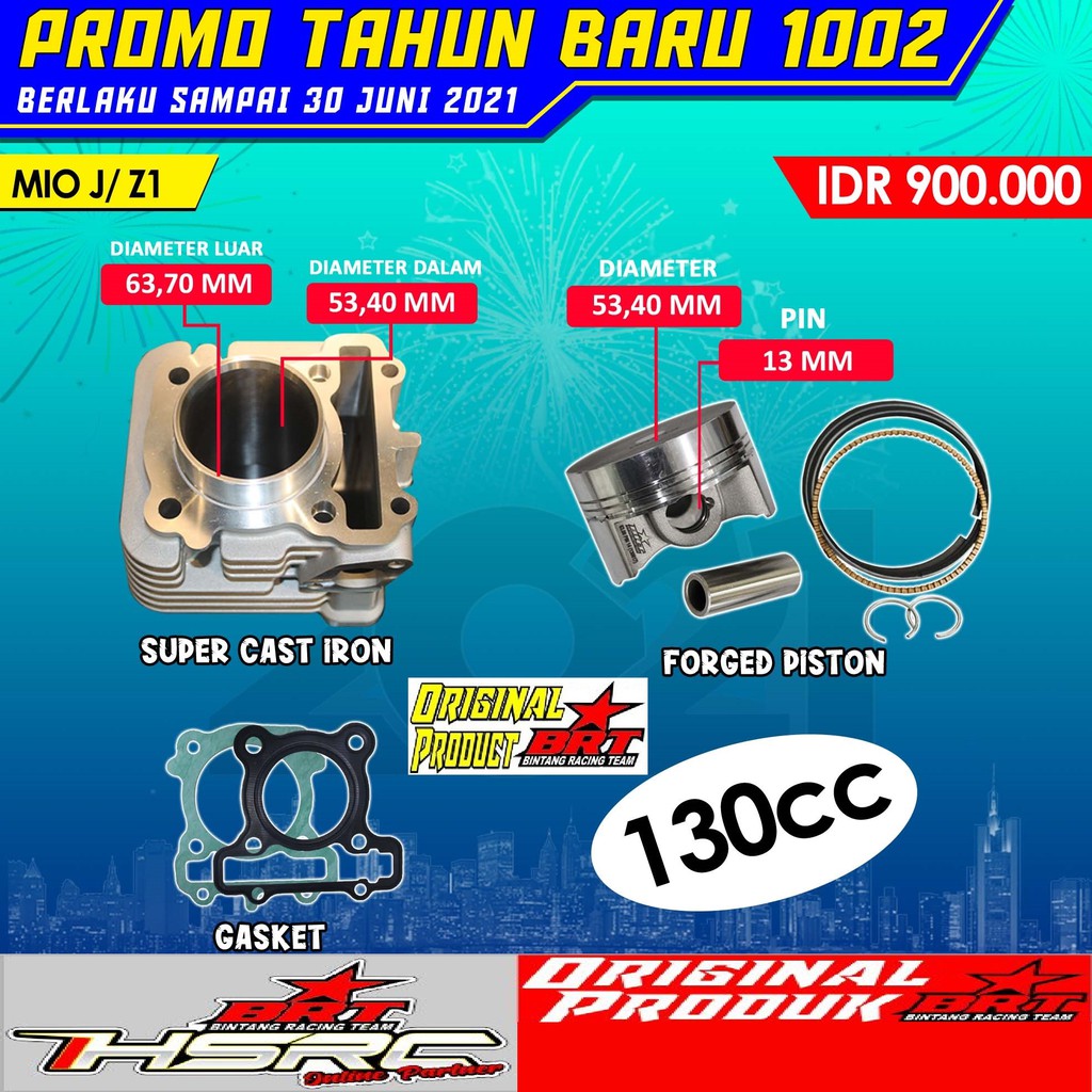 Block Cylinder BRT Yamaha Mio J GT X Ride 115 Fino 53.40mm Piston Forging Blok Seher Bore Up Boring