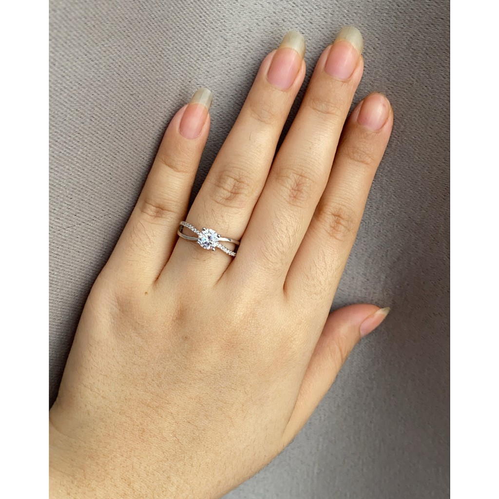 Cincin Perak Wanita Pria Couple Asli S 925 Lapis Rhodium Cocok Kawin Nikah tunangan hadiah RS047