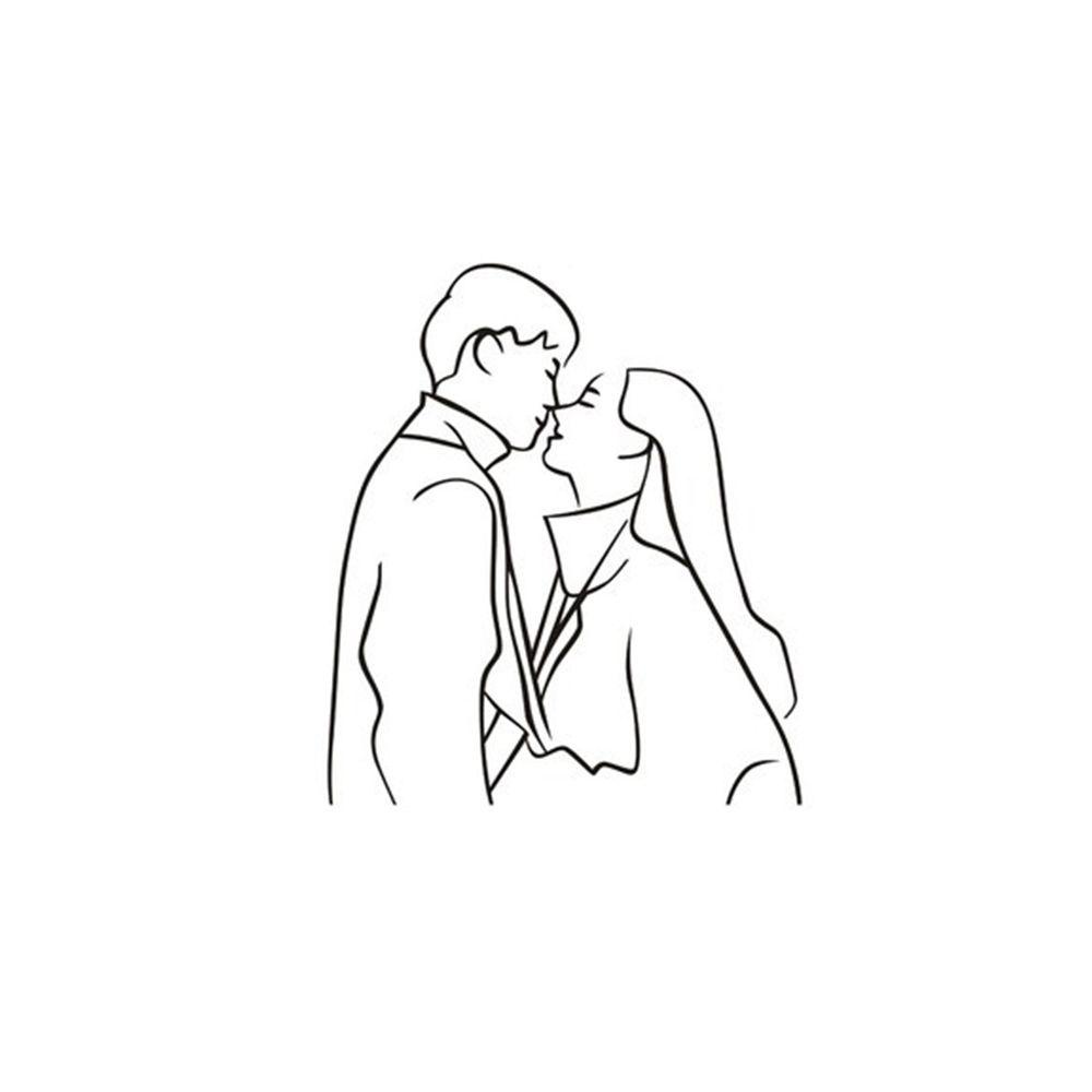 R-flower Couple Portrait Stiker Hadiah Kamar Mandi Wallpaper DIY Ornamen Wall Art