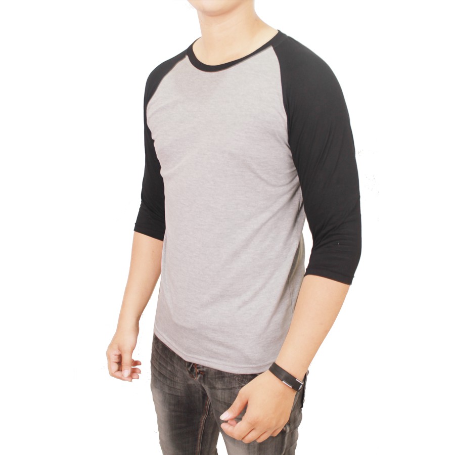 Kaos Abu Hitam Raglan - FBL 10