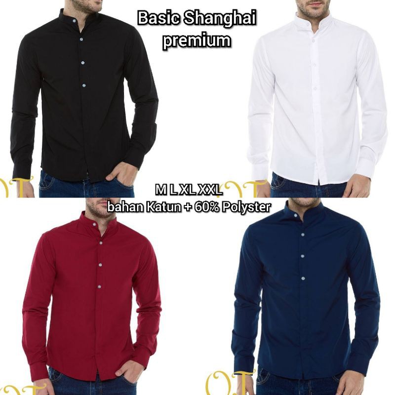 BPS COD Kemeja Pria BASIC SHANGHAI premium polos tebal baju pakaian cowok mall keren M L XL XXL