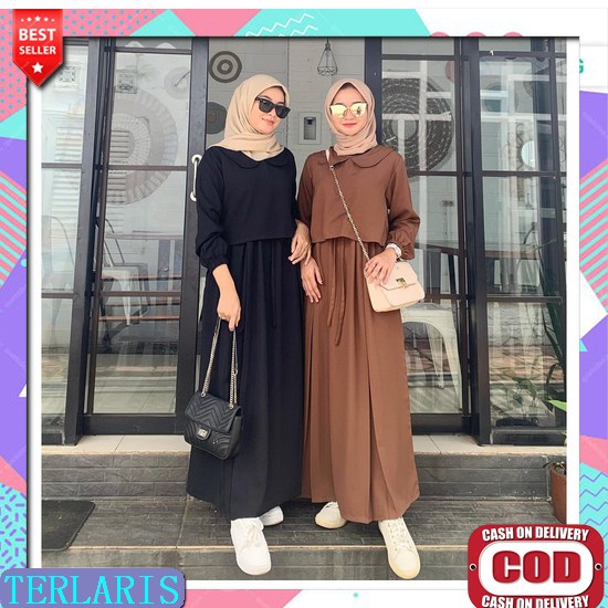 Jihana Dress Bahan Crinkle / Gamis Kondangan Wanita / Baju Dewasa Murah Terbaru 2022 / Gamis Wanita 