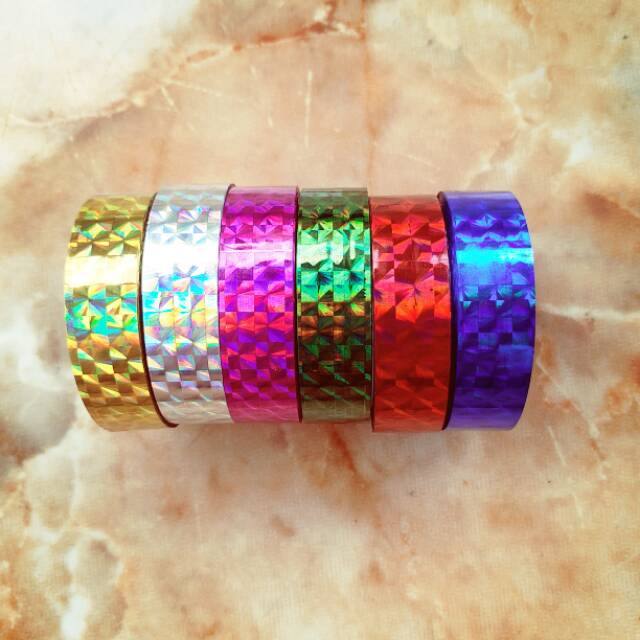 

Washi tape/selotip hias warna warni hologram
