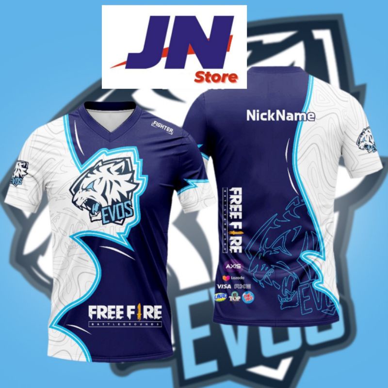 JERSEY KAOS FREE FIRE EVOS TERBARU 2021 GAME FREEFIRE FF MOBILE LEGEND ML PUBG AOV (FREE NICKNAME)