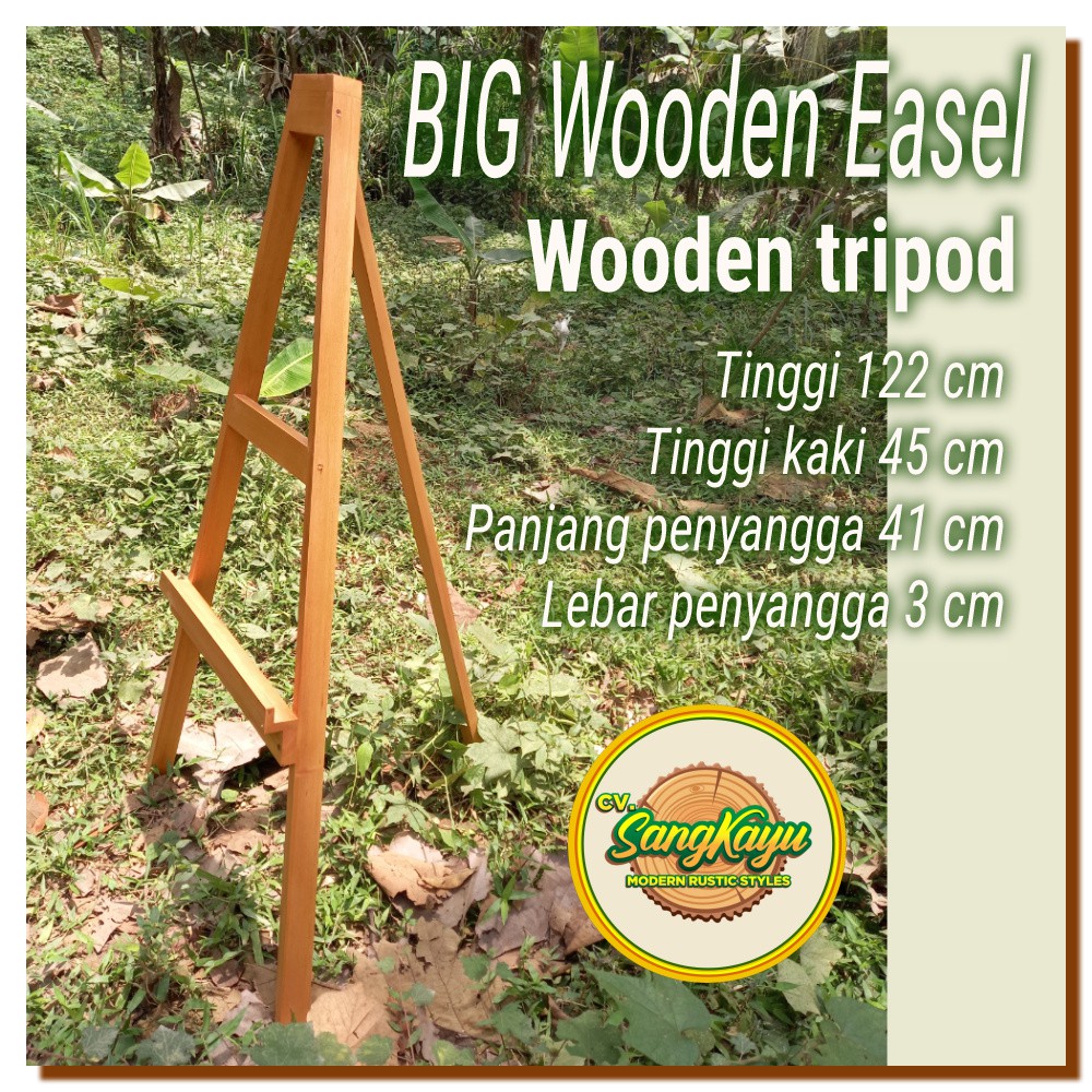 Wooden Easel 122 cm stand Frame kayu tripod canvas stand lukisan kayu