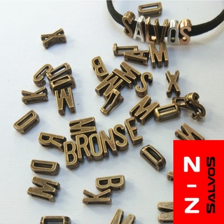 Image of Charm manik huruf A sampai Z alfabet Bronze slide - charm letter beads Bronze gelang nama inisial