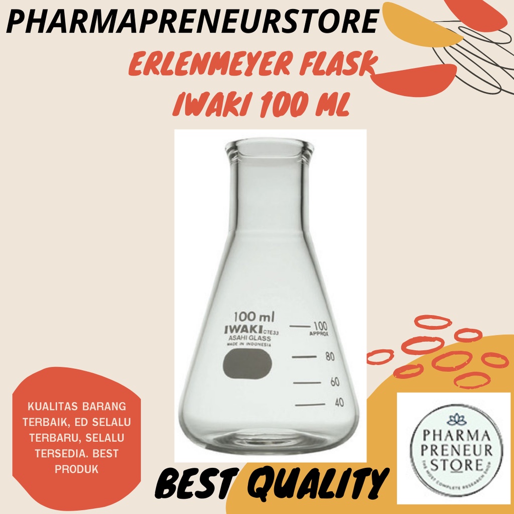 ERLENMEYER FLASK IWAKI 10 ML , 20 ML , 25 ML , 30 ML , 50 ML , DAN 100 ML BEST PRODUCT BEST QUALITY