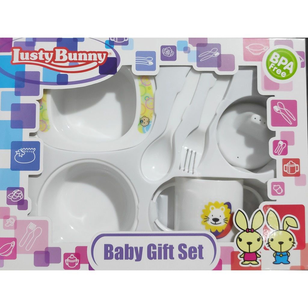 Lusty bunny Baby Feeding Gift Set Alat Makan Bayi / Kado Bayi LB1419-Feeding Set Putih