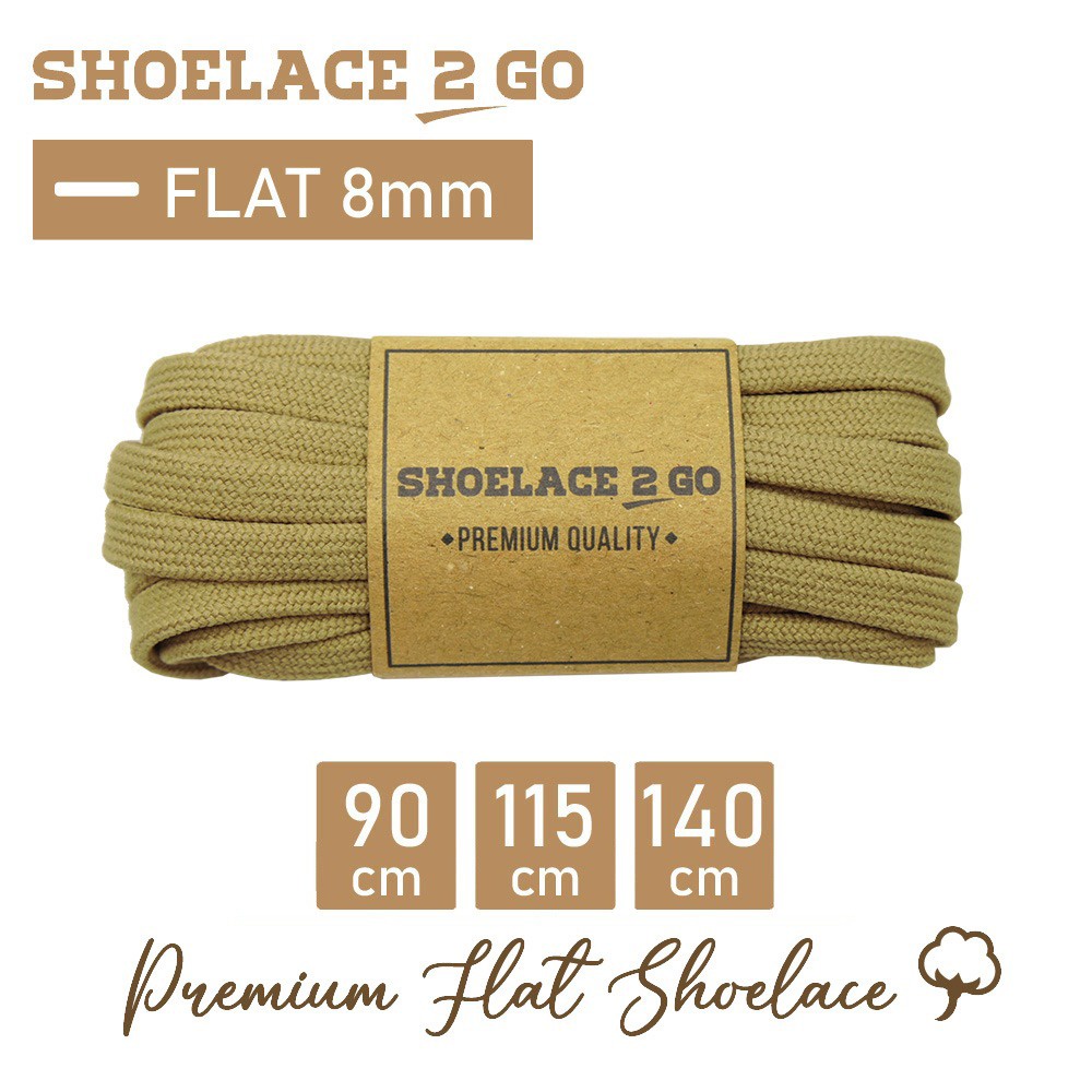 SHOELACE 2 GO PREMIUM TALI SEPATU GEPENG PIPIH FLAT - SF8 - C3 - LIGHT BROWN - 8MM