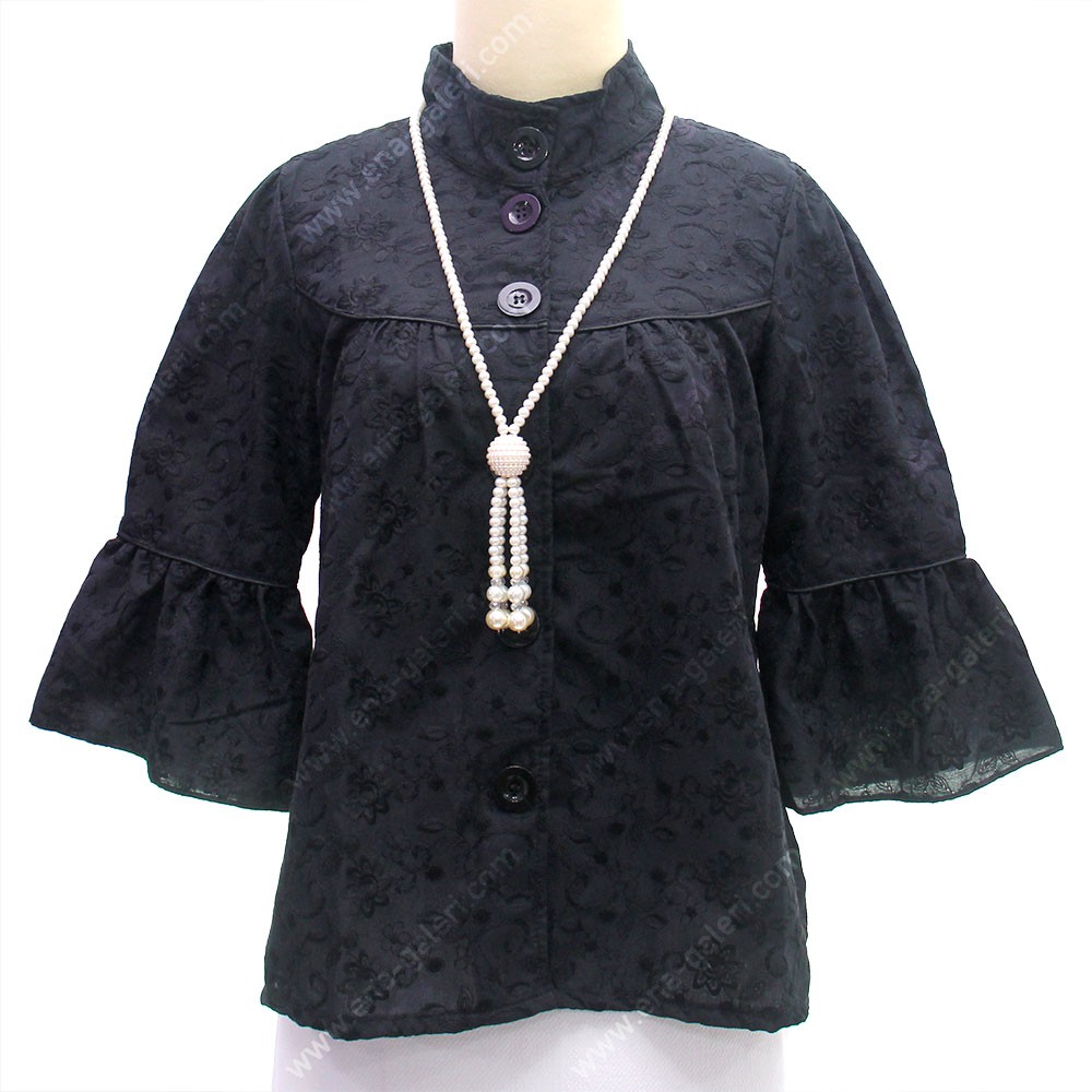 Blus Brokat Bahan Katun Rubiah Hitam
