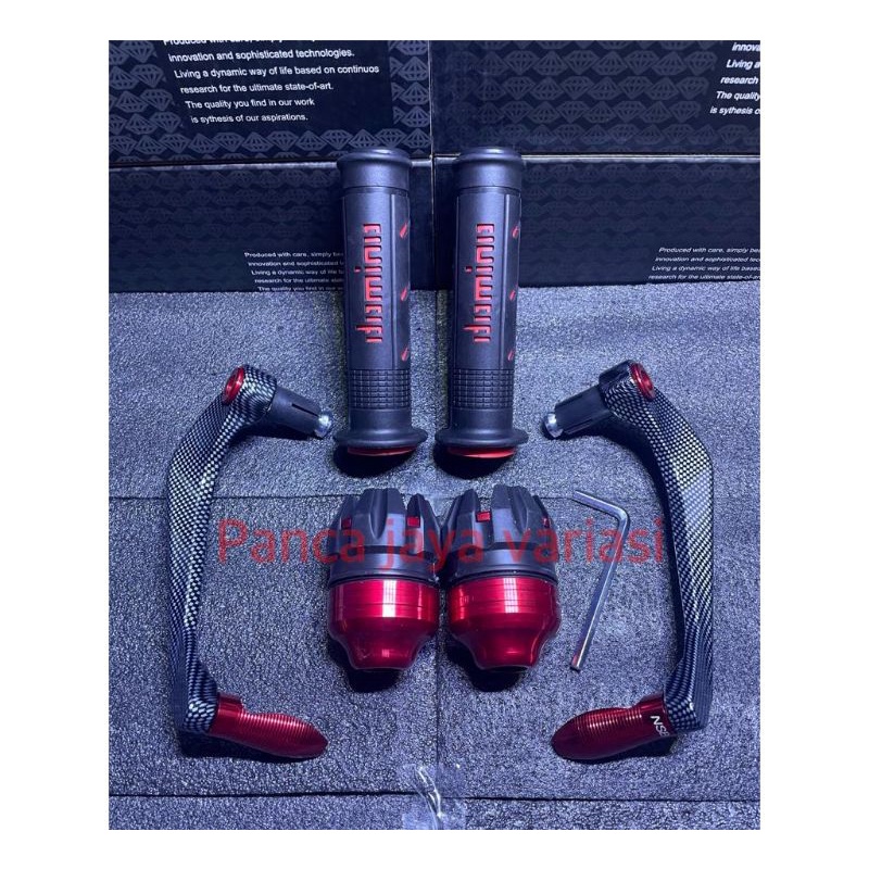 Paket Proguard Karbon Sabit Handguard  Carbon 3in   Jalu As Roda Grip Universal Semua Motor