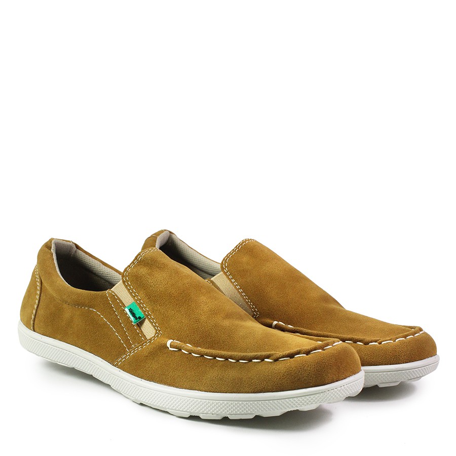 sepatu pria casual slop kickers askos Tan sepatu slip on suede murah