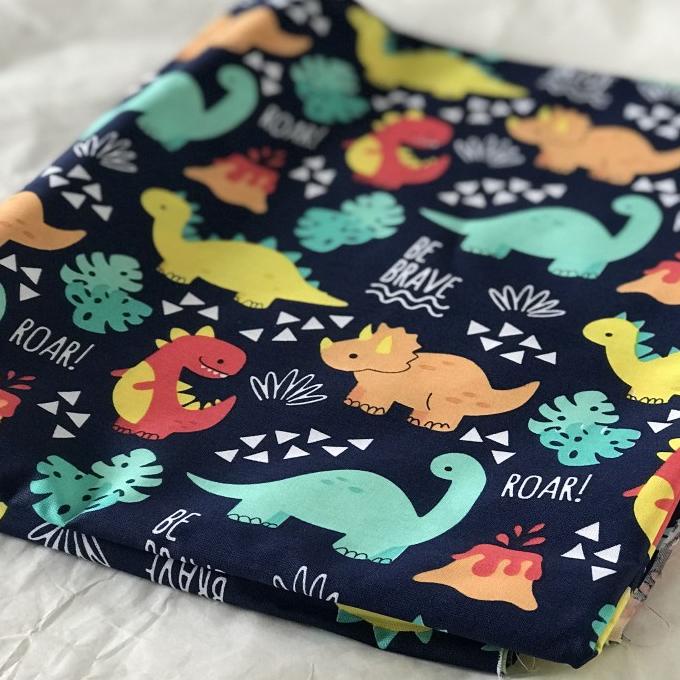 kain katun viscose velvet motif dinosaurus meteran piyama sprei 1x2,4m