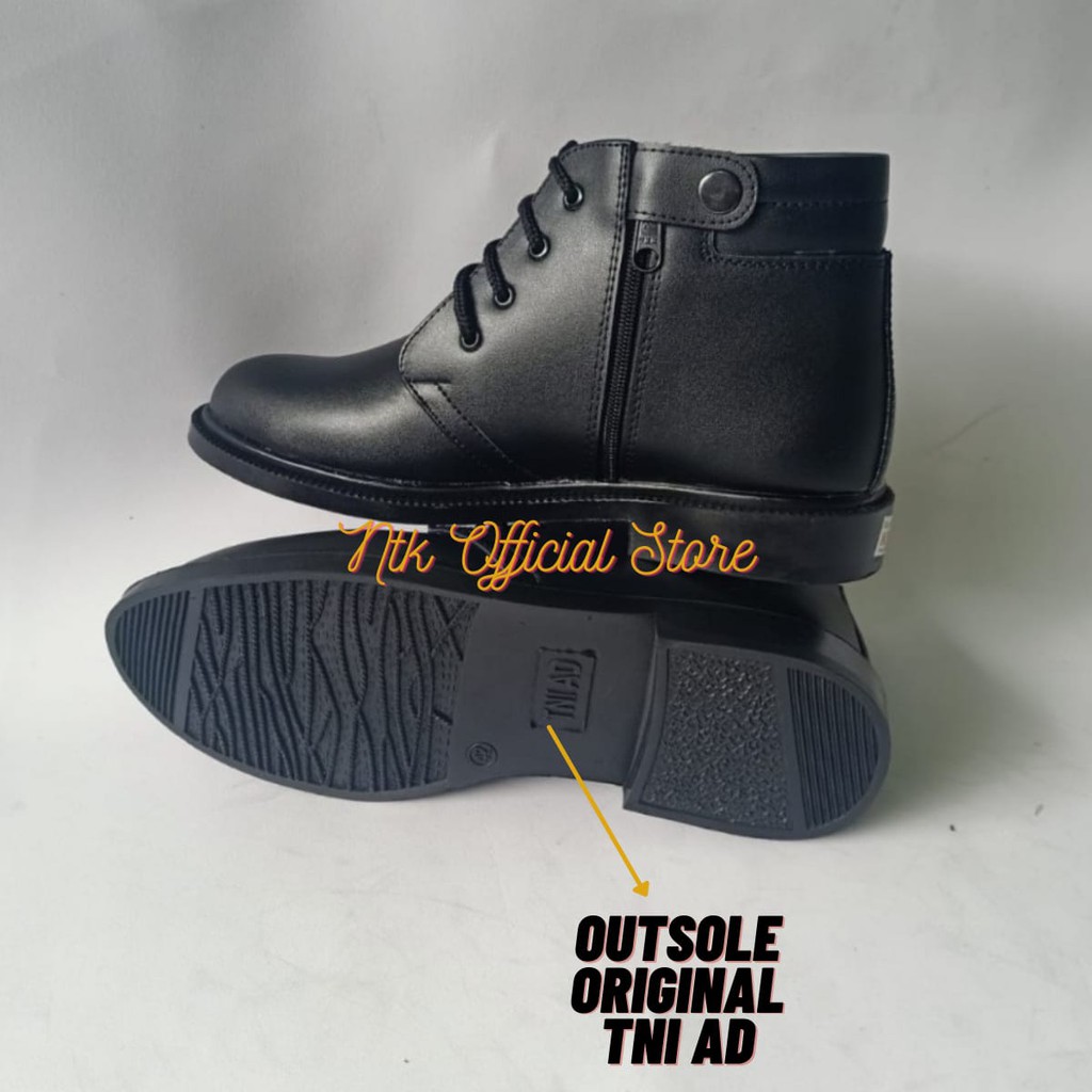 Sepatu Pdh DOFF TNI Kombinasi Resleting Tali Dan Klik Dinas Resmi Boots Kerja Instansi Security Satpam Pramuka Paskibra - KY03