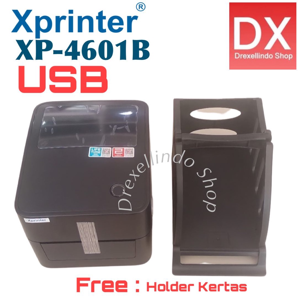 PRINTER THERMAL BARCODE LABEL STIKER XPRINTER XP-D4601B USB D4601B free HOLDER