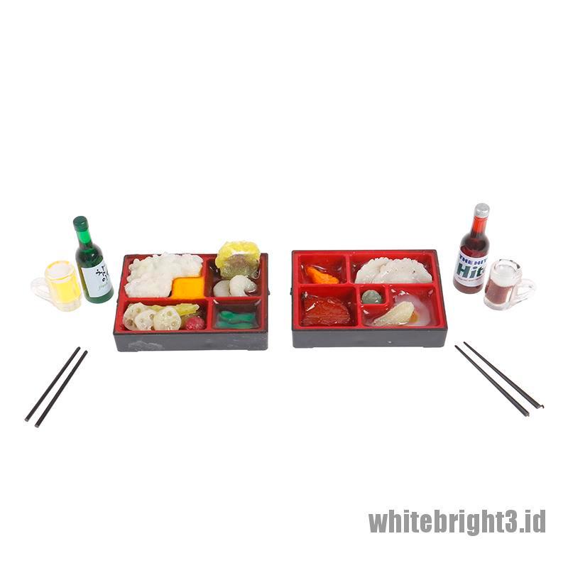 (white3) Miniatur Kotak Makan fast food Gaya Jepang Untuk Aksesoris Rumah Boneka 1: 12