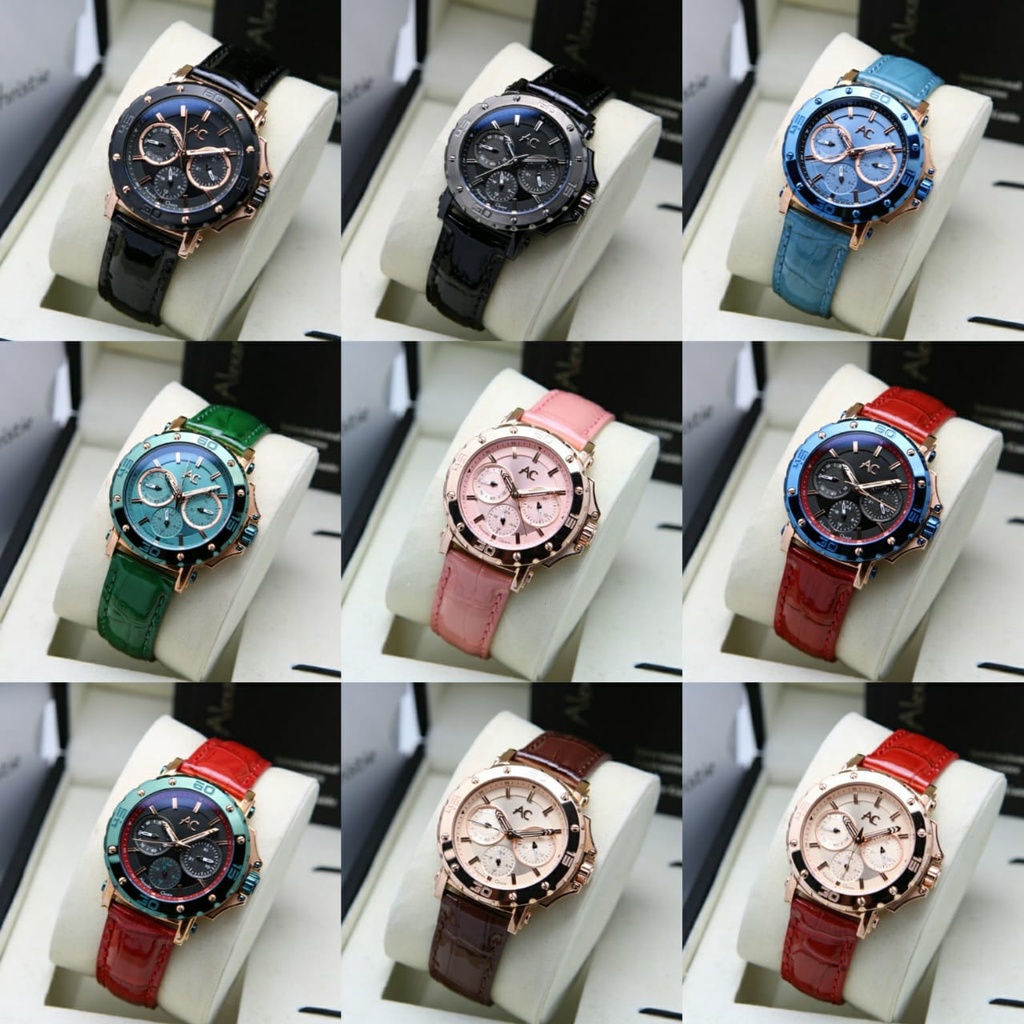 JAM TANGAN WANITA ALEXANDRE CHRISTIE AC 9205 AC9205 RED BLUE ORIGINAL