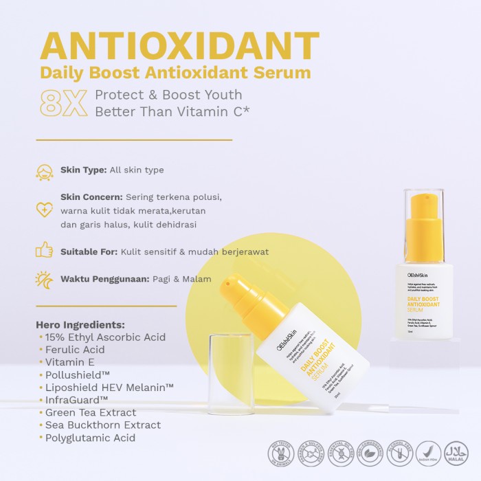 ELSHESKIN Daily Boost Antioxidant Serum Vitamin C (Kulit 8x Lebih cerah) 15 ml / 30 ml