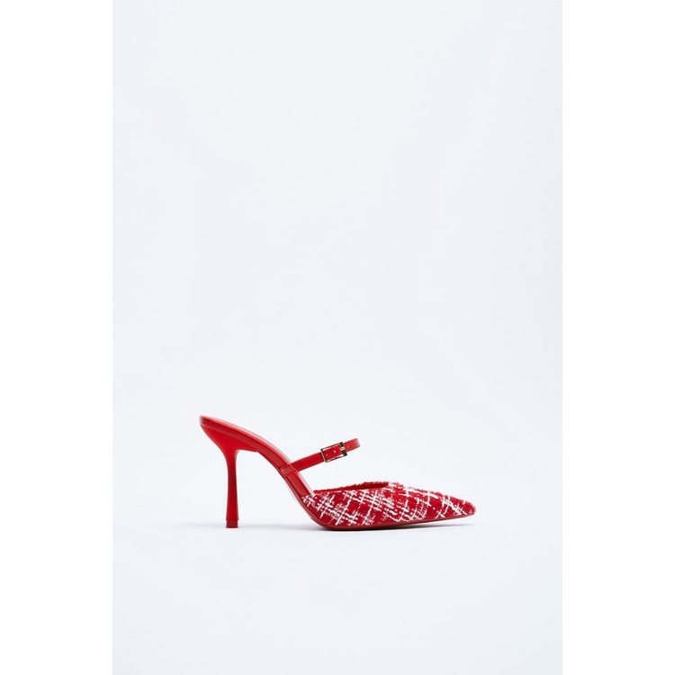 Zara Fabric Mules Heels Sepatu High Heel Shoes 00786