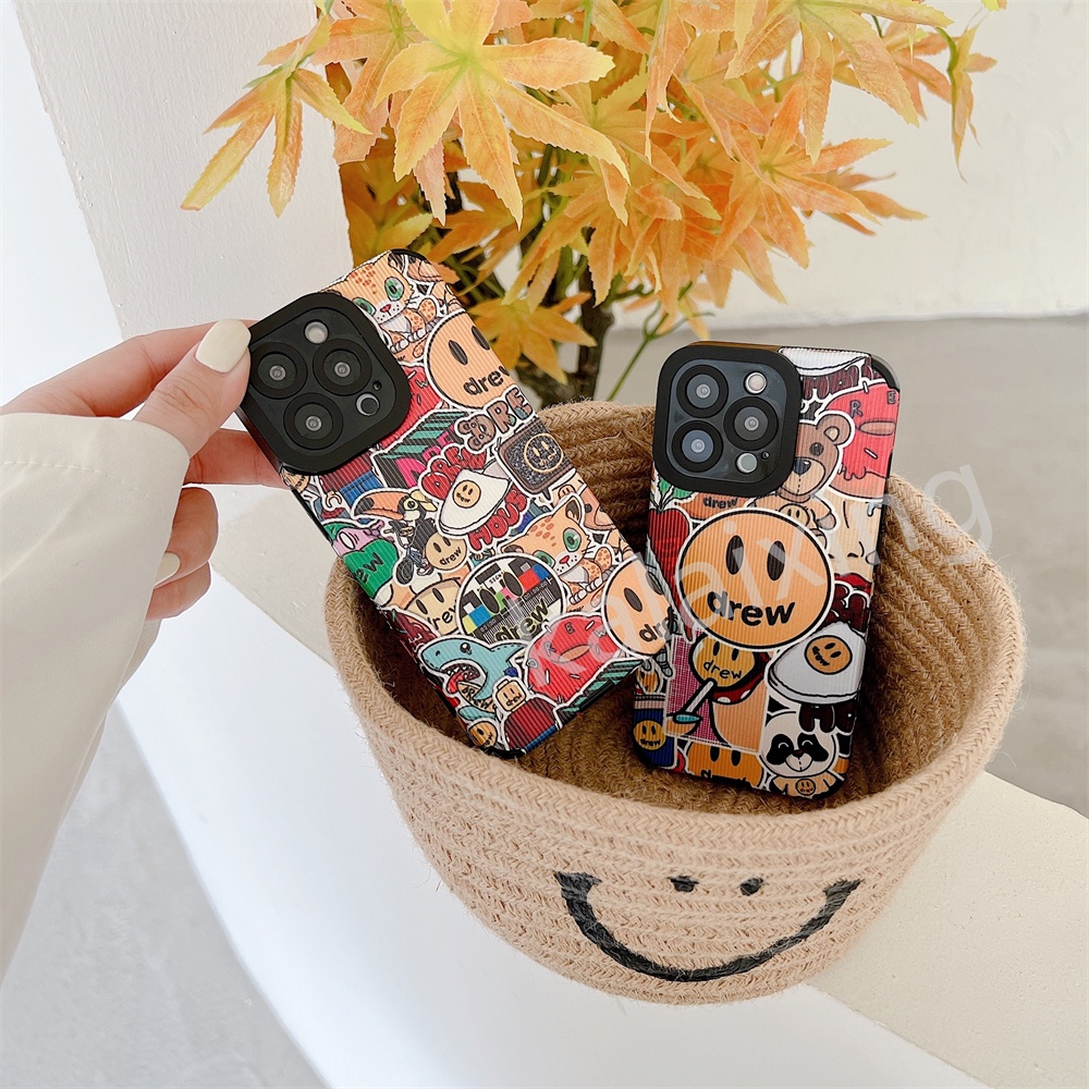 Case Motif Lukisan Smiley Untuk iPhone 11 Pro 12 Pro 13 Pro Max Xs Max XR X