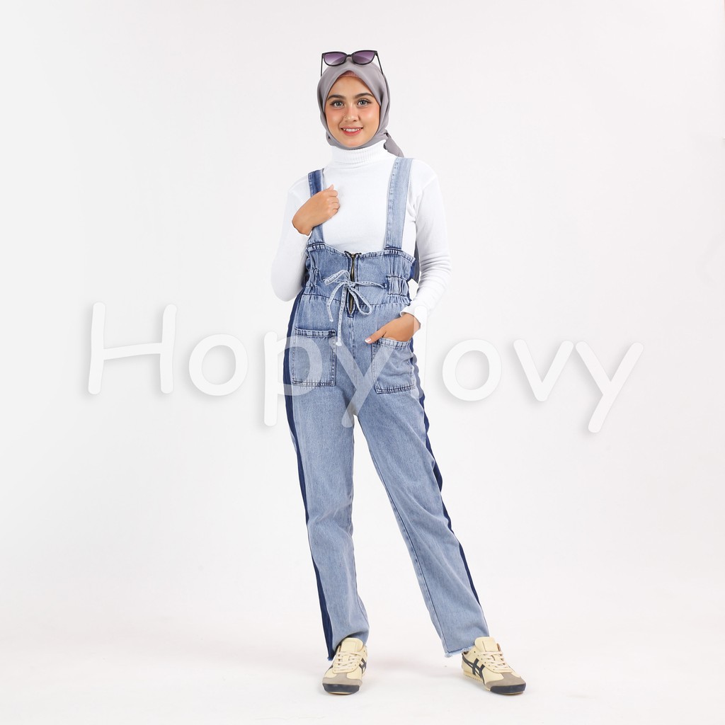 HOPYLOVY - Overall Jeans Wanita Navali