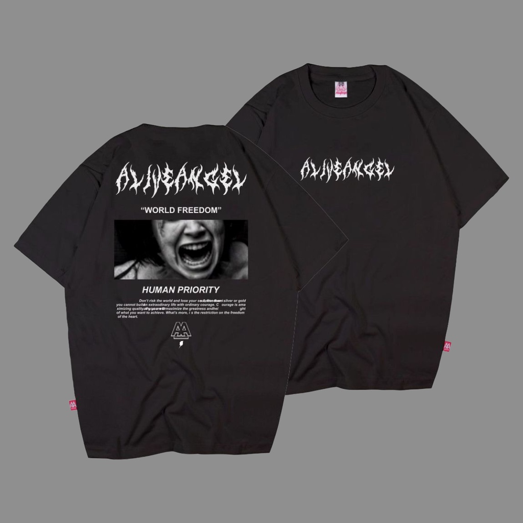 HUMANITY / KAOS DISTRO ALIVE ANGEL / ATASAN PRIA WANITA LAKI LAKI DEWASA LENGAN PENDEK COTTON COMBED