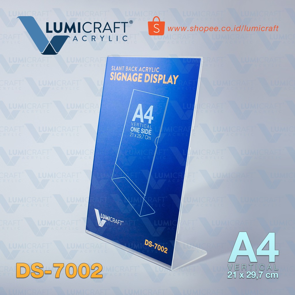 

Tent Card Acrylic model L / Display Akrilik ukuran A4 Vertikal | Lumicraft DS-7002