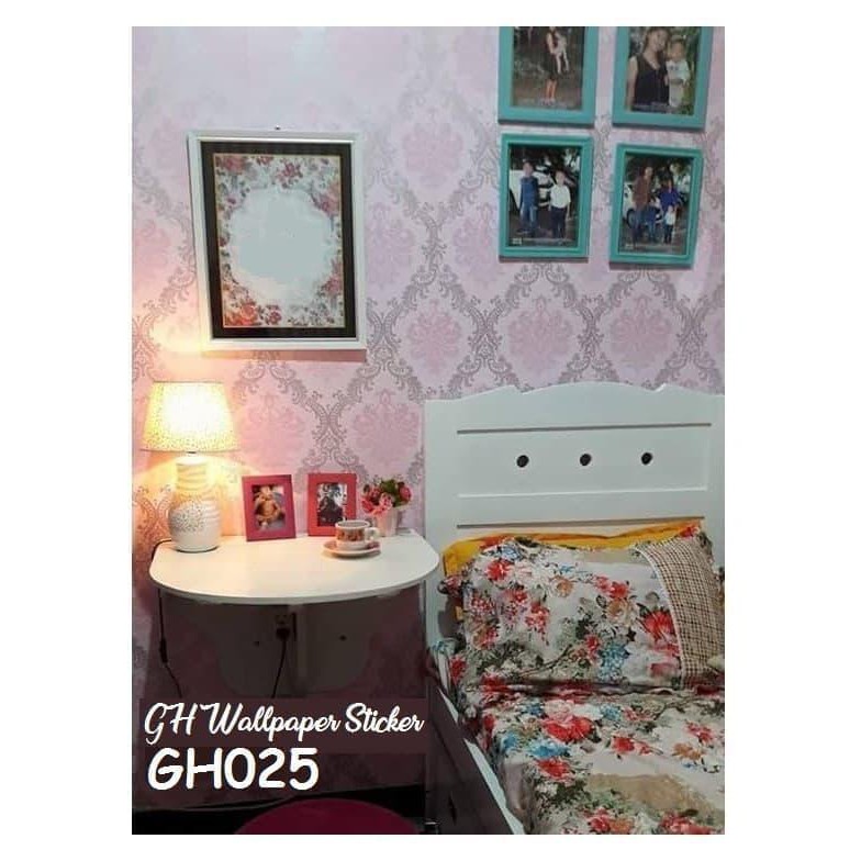 GH025 - batik silver pink Wallpaper Sticker sz 45cm x 10m pink