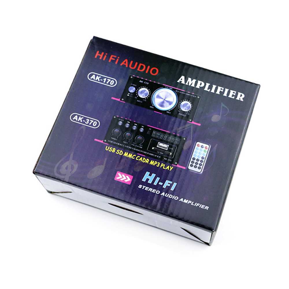 Amplifier Hi Fi Stereo Rumah FM Radio USB AUX TF Layar LED 2CH Power amplifier Car Amplifier Treble Bass Booster - AK-170