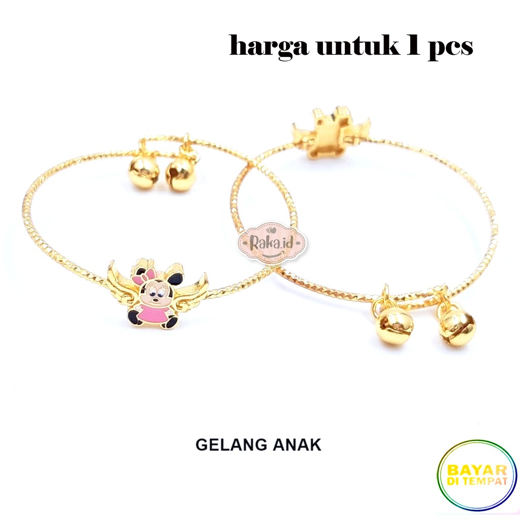 Gelang Tangan Bangle Anak Minnie Sayap Mas Kerincing Gold Perhiasan Anak Menawan Lapis Emas 683