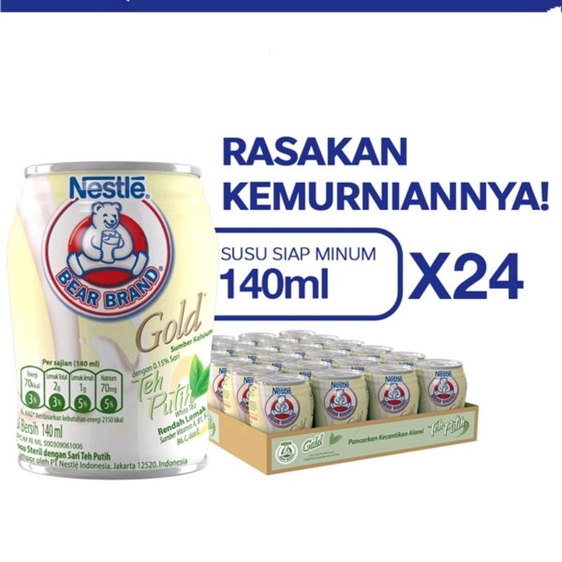 

BRAND Susu beruang Kaleng White Tea Susu Steril 140ml x 24 pcs