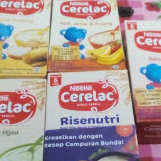 Nestle cerelac kacang hijau/apel jeruk Pisang/ayam bawang/beras merah /Risenutri 120g