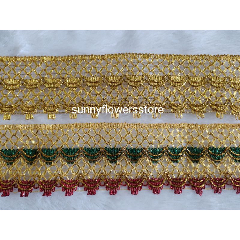 RENDA GOLD 2  LINE LEBAR 7 CM ISI 10YARD