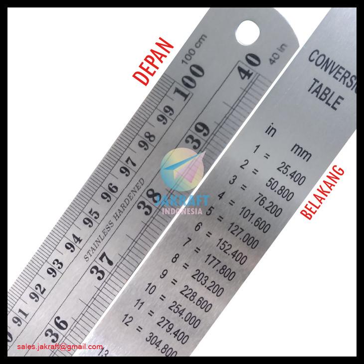 

Penggaris Panjang Besi 100 Cm 40" Inch + Tabel Stainless Steel Ruler Kode 1091