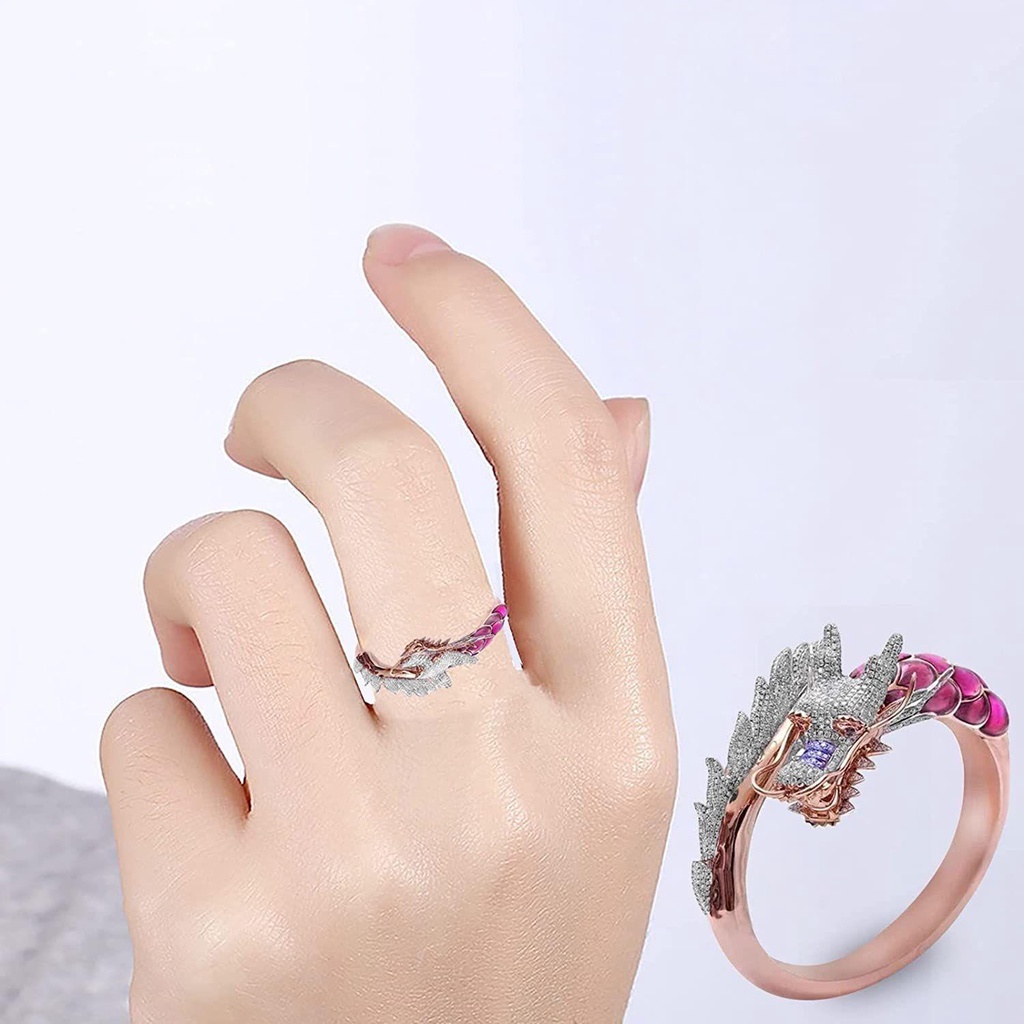 Cincin Kepala Naga Nanas Mode Cincin Pembukaan Kepribadian Rose Gold