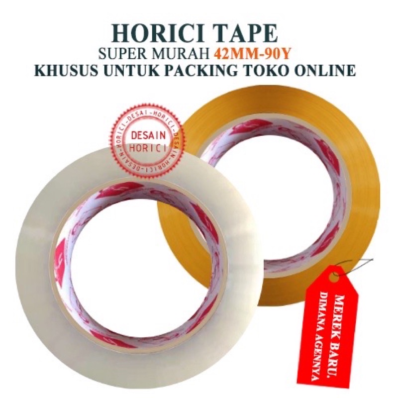 HORICI TAPE 42mmx90Y KHUSUS UNTUK PACKING TOKO ONLINE MURAH / FULL PANJANG LAKBAN BENING DAN COKLAT ISOLASI